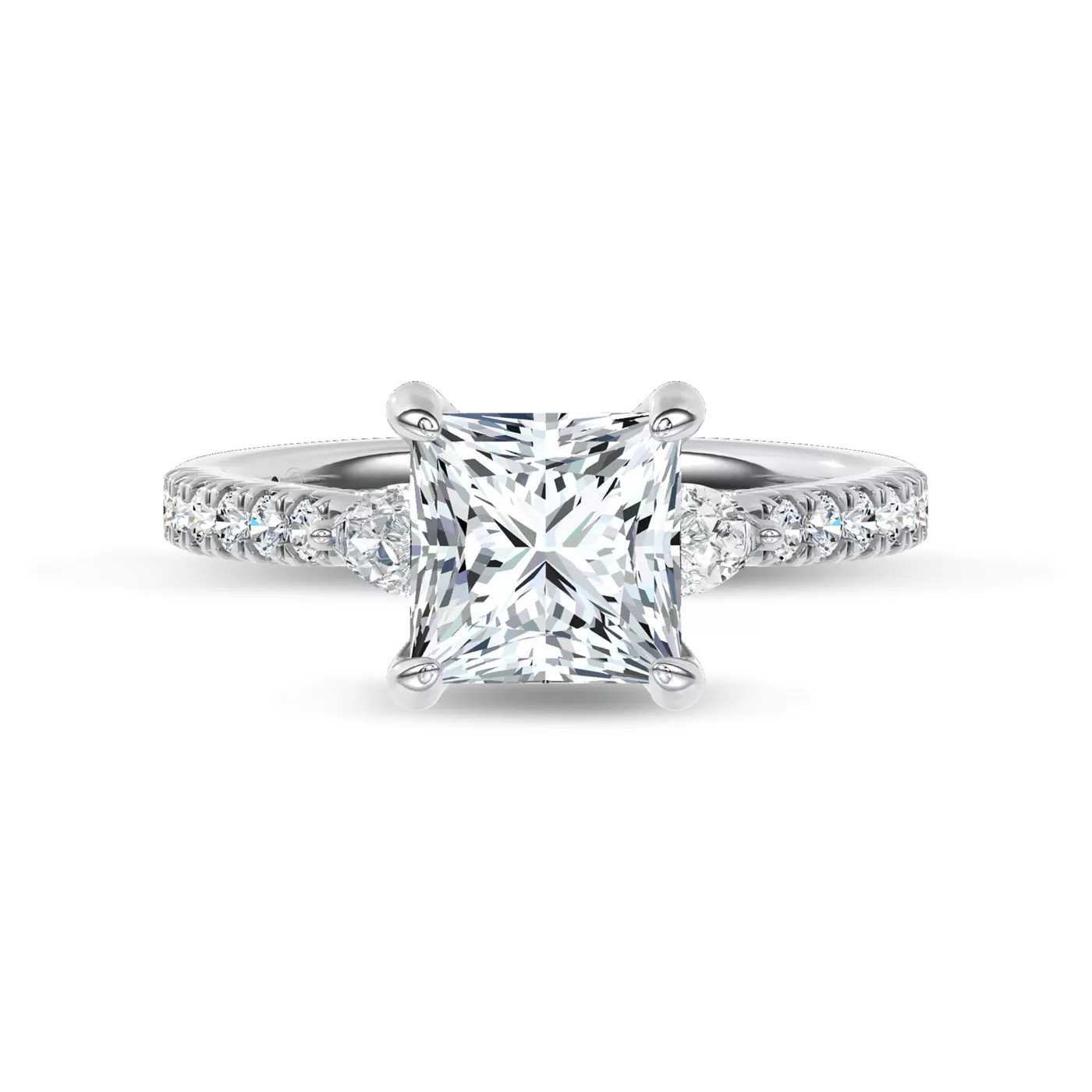 Pear Lab Sides 14K White Gold Engagement Ring