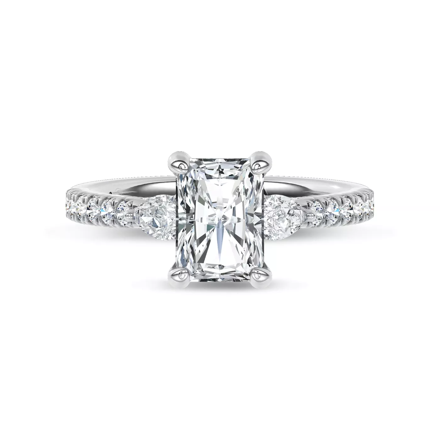 Pear Lab Sides 14K White Gold Engagement Ring