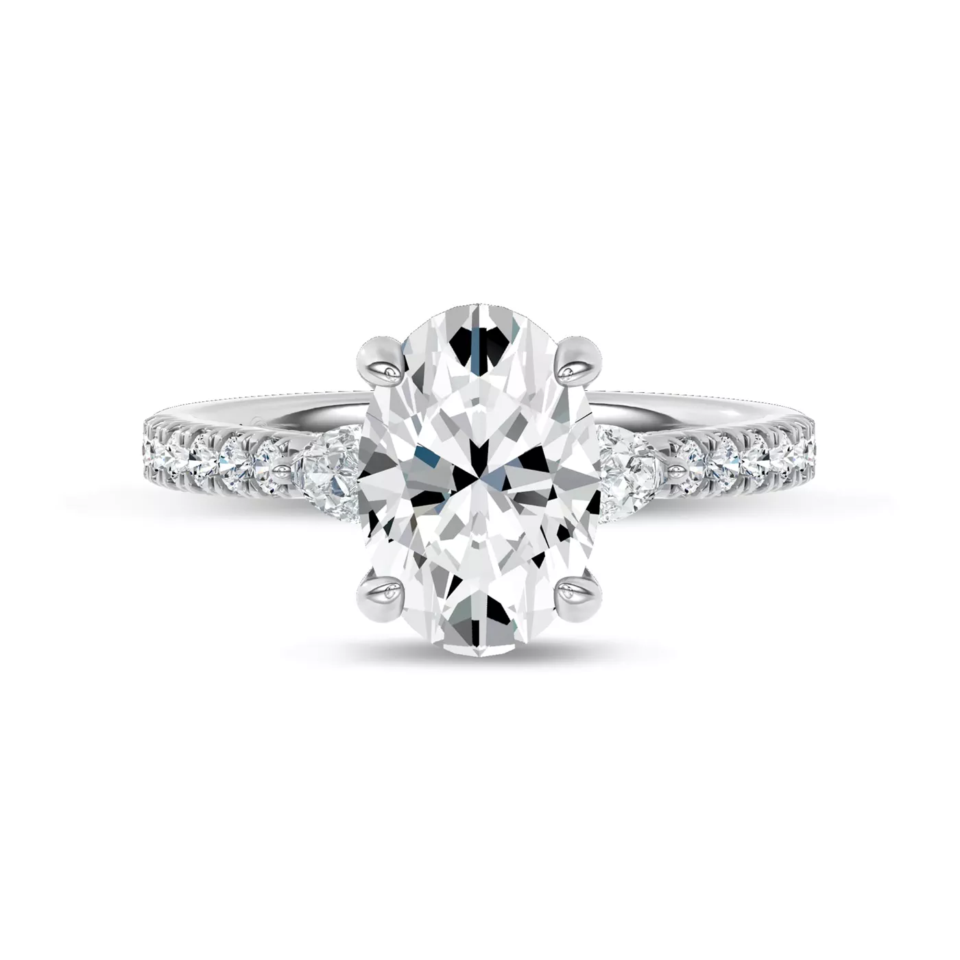 Pear Lab Sides 18K White Gold Engagement Ring