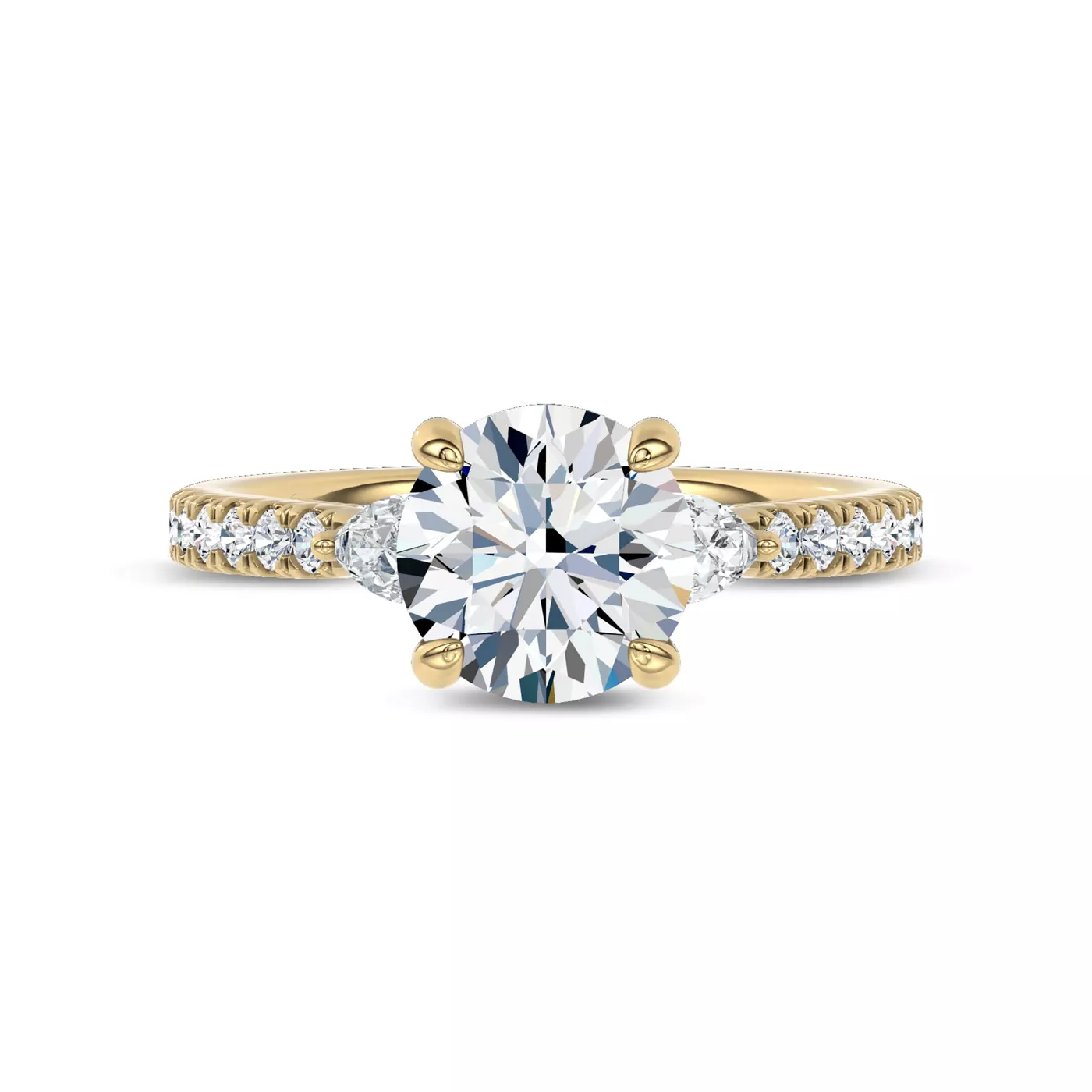 Pear Lab Sides 18K Yellow Gold Engagement Ring
