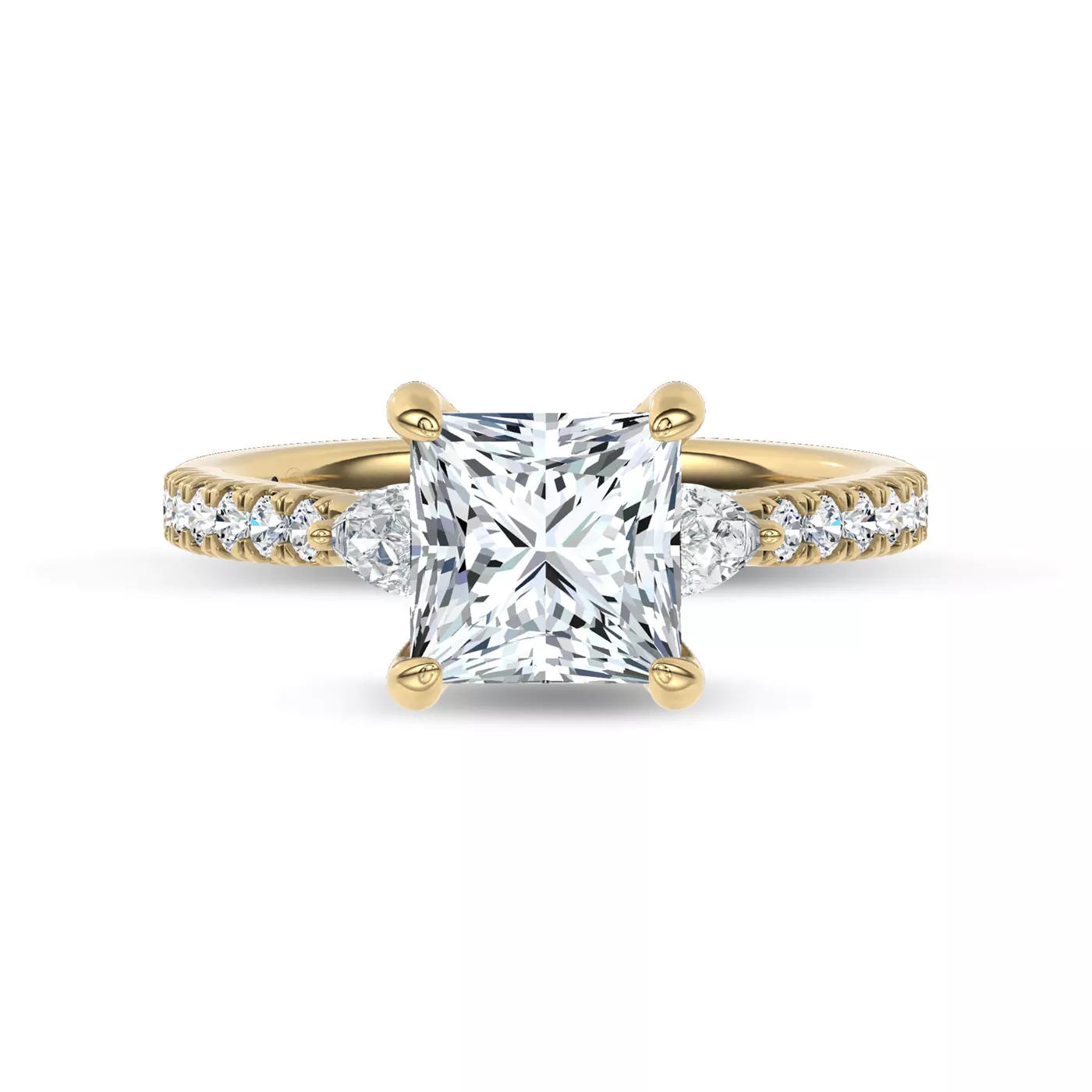 Pear Lab Sides 18K Yellow Gold Engagement Ring