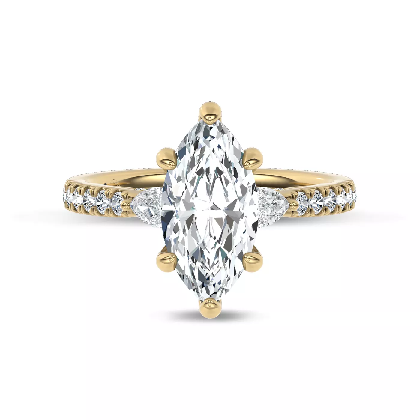 Pear Lab Sides 18K Yellow Gold Engagement Ring