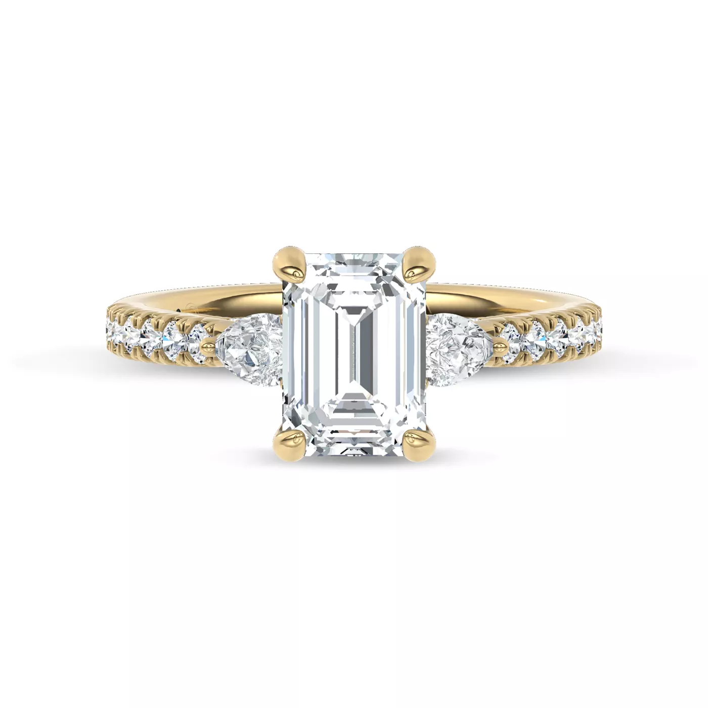 Pear Lab Sides 18K Yellow Gold Engagement Ring