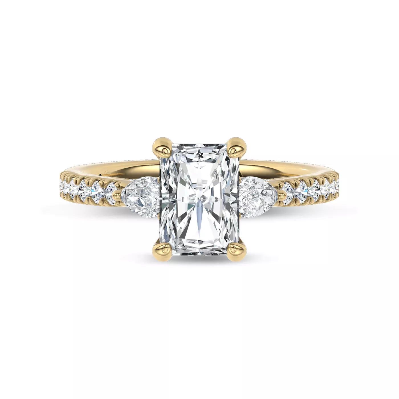 Pear Lab Sides 18K Yellow Gold Engagement Ring