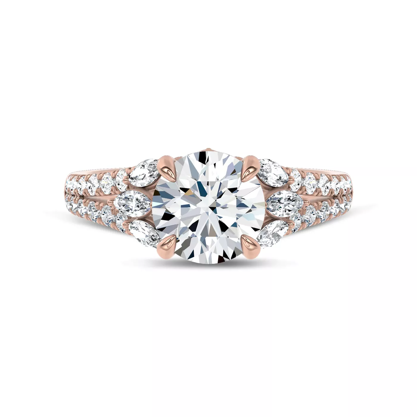 Pavé Band 14K Rose Gold Engagement Ring
