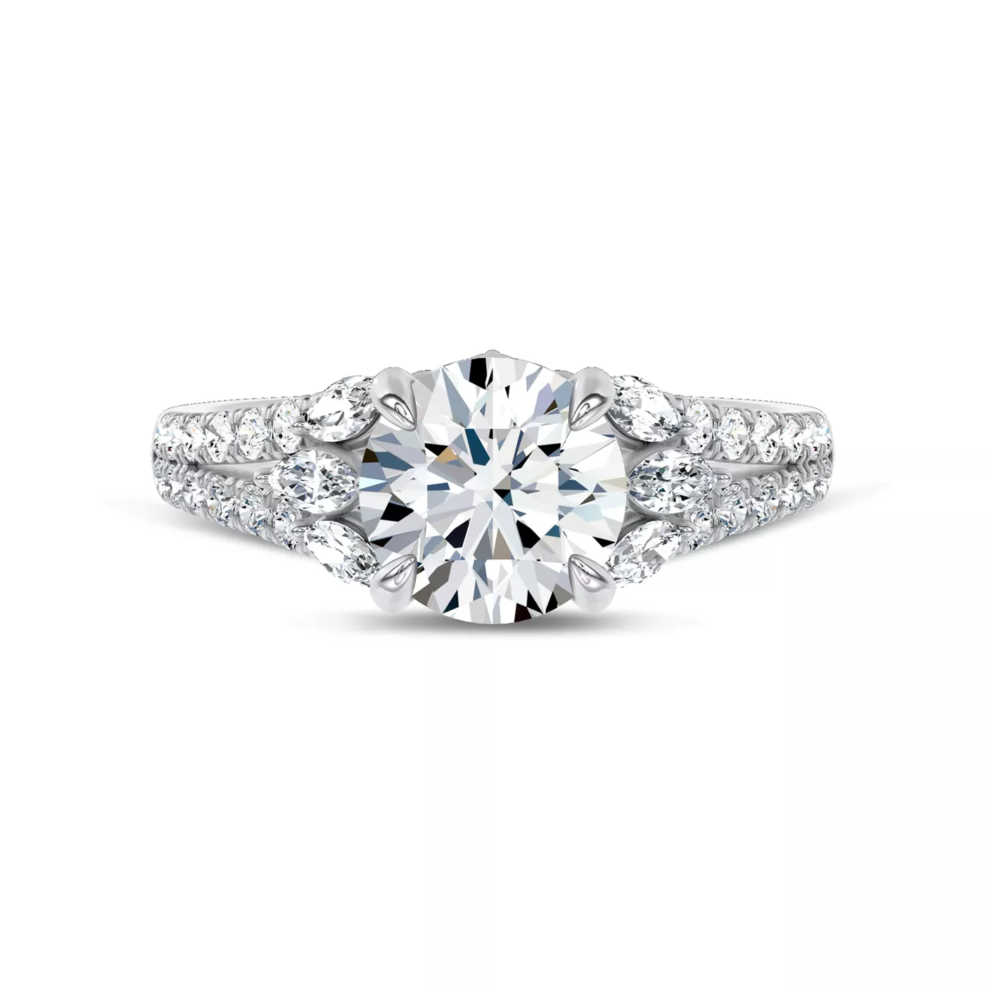 Pavé Band 14K White Gold Engagement Ring