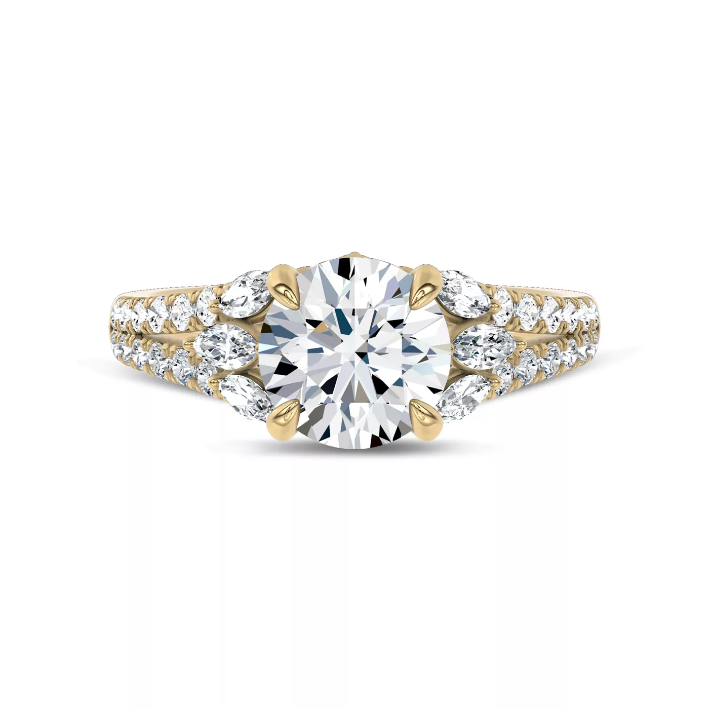 Pavé Band 14K Yellow Gold Engagement Ring