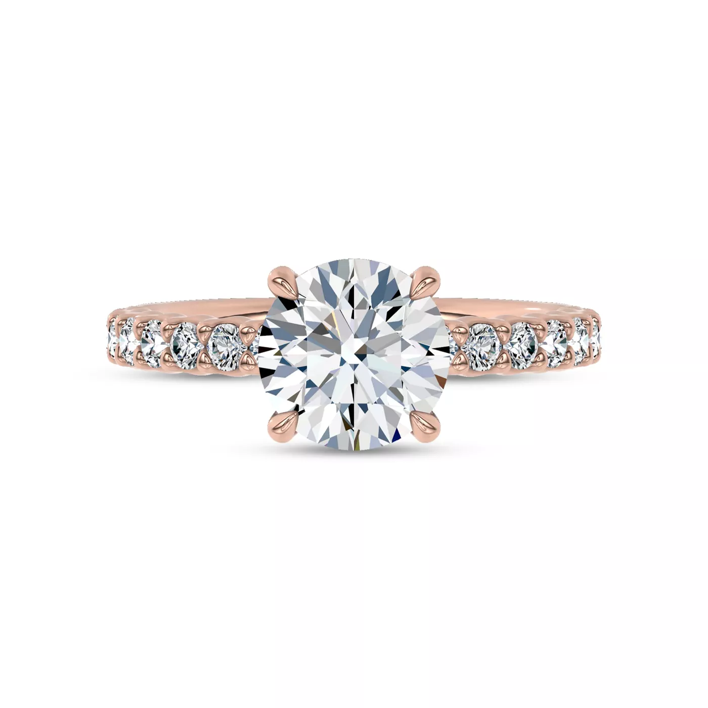Brilliant Side Accents 14K Rose Gold Engagement Ring