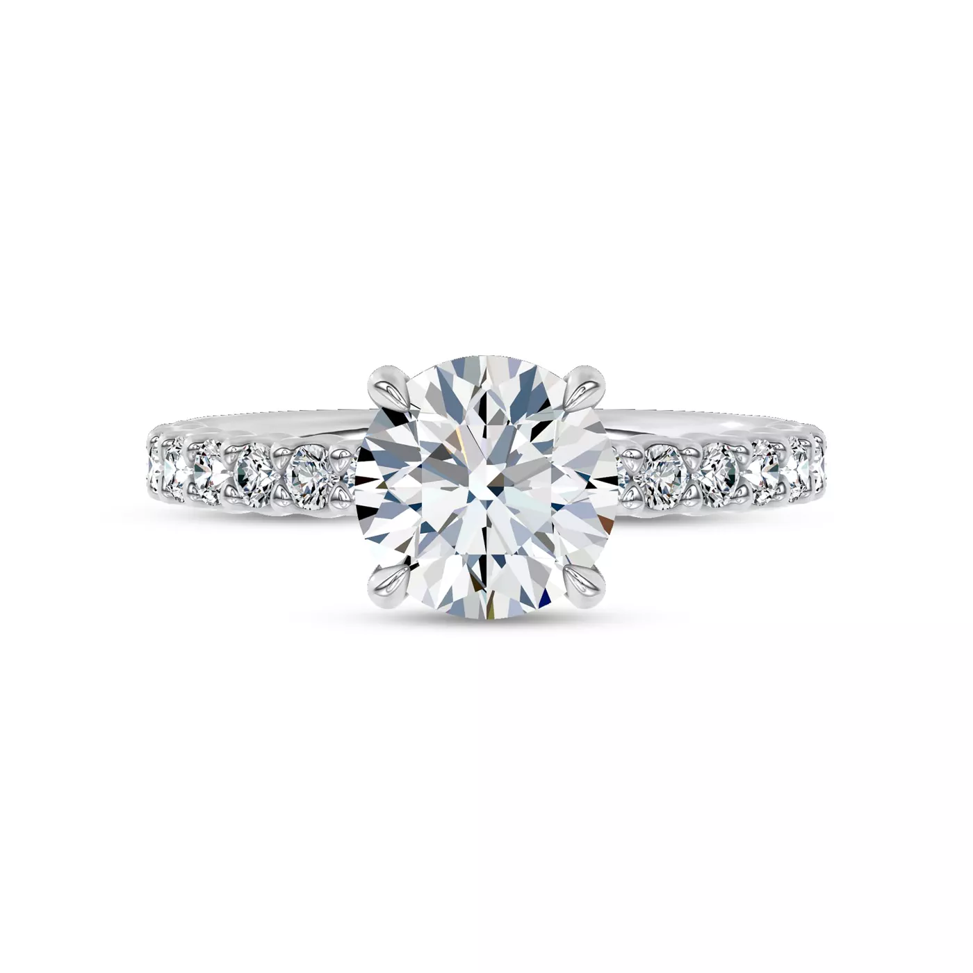 Brilliant Side Accents 14K White Gold Engagement Ring