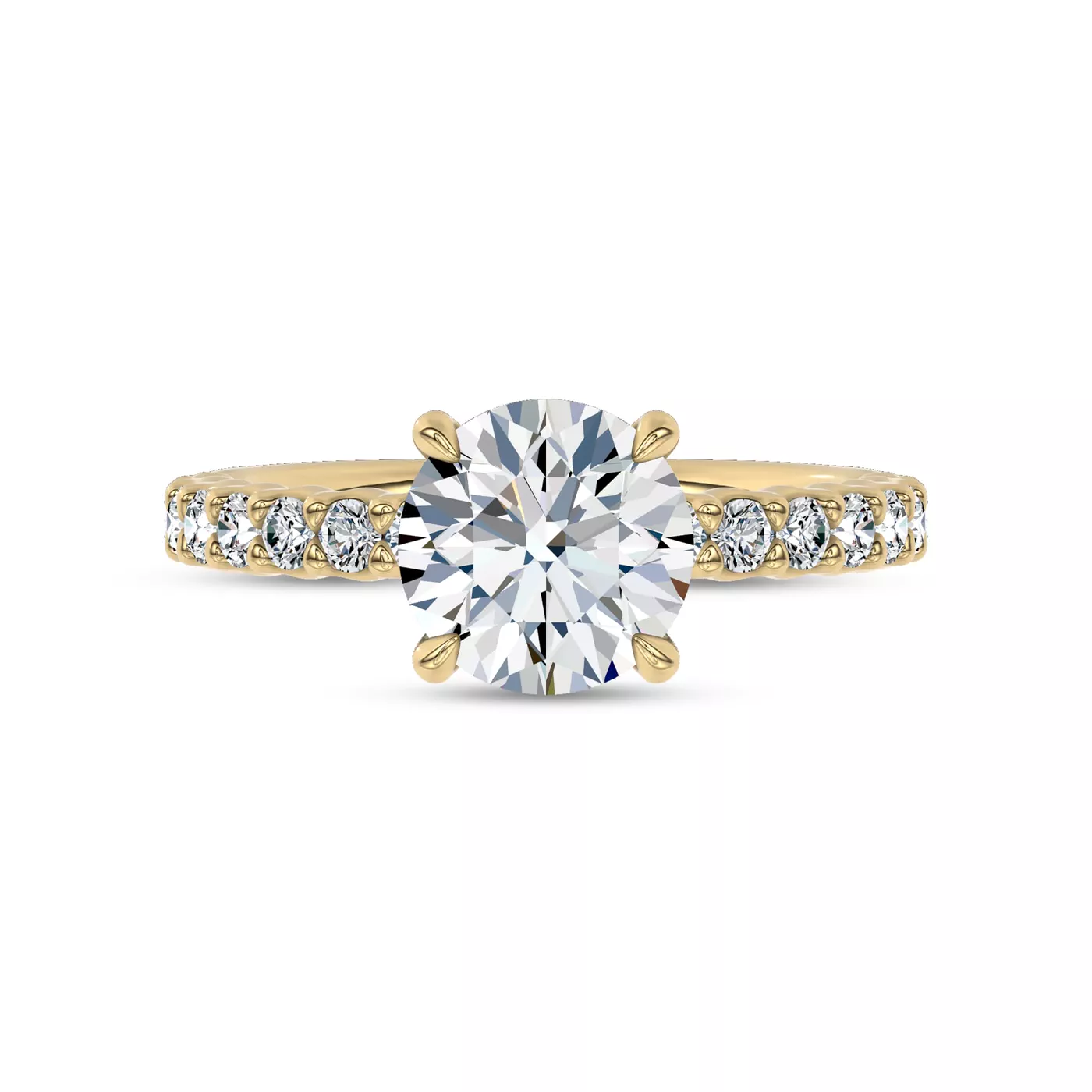 Brilliant Side Accents 18K Yellow Gold Engagement Ring