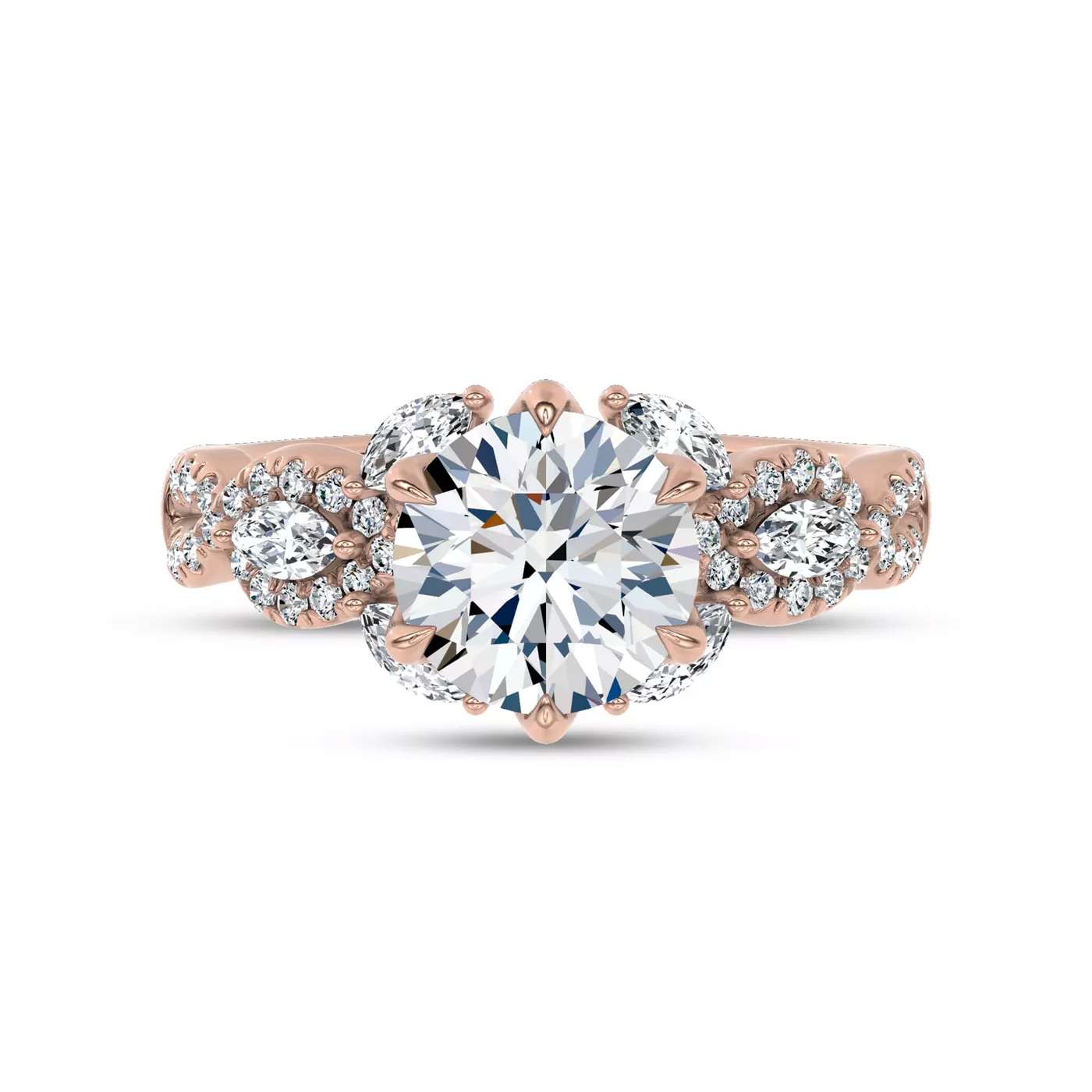 Pavé Band 14K Rose Gold Engagement Ring