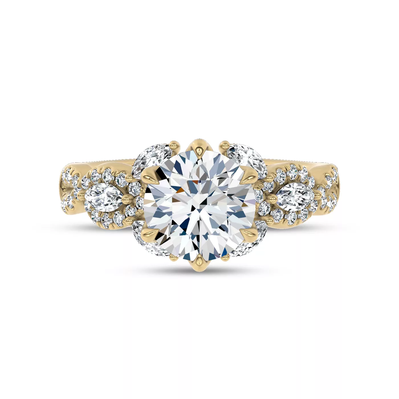 Pavé Band 14K Yellow Gold Engagement Ring