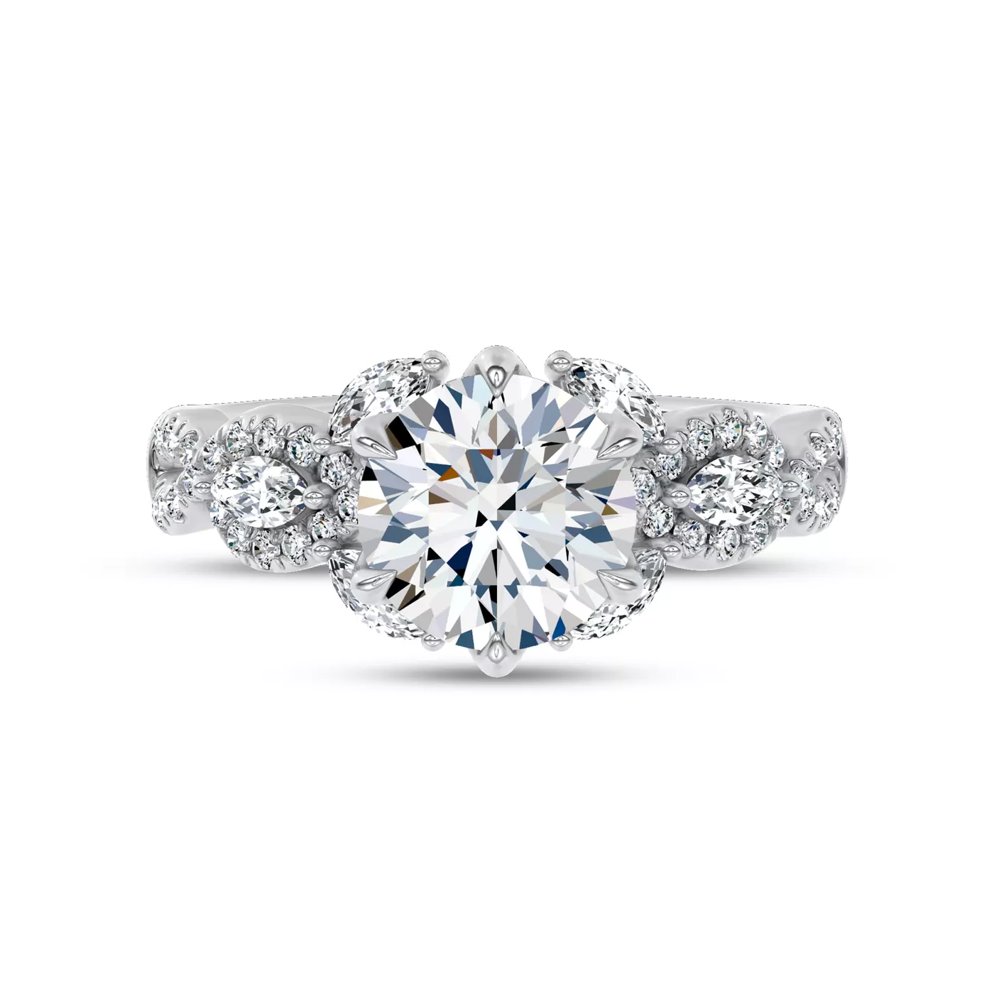 Pavé Band Platinum Engagement Ring