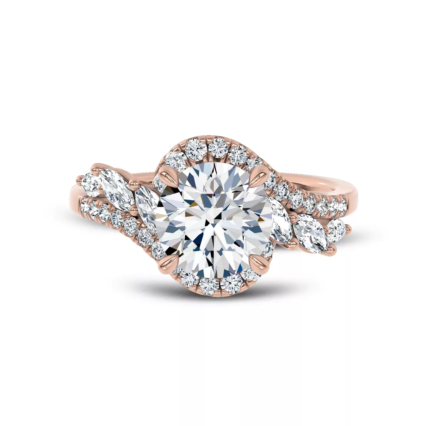 Pavé Band 14K Rose Gold Engagement Ring