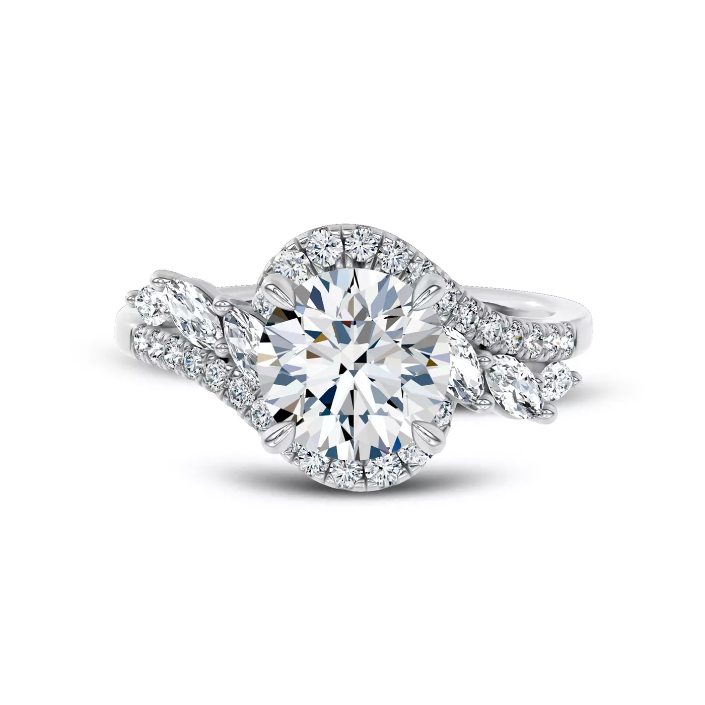Pavé Band 14K White Gold Engagement Ring