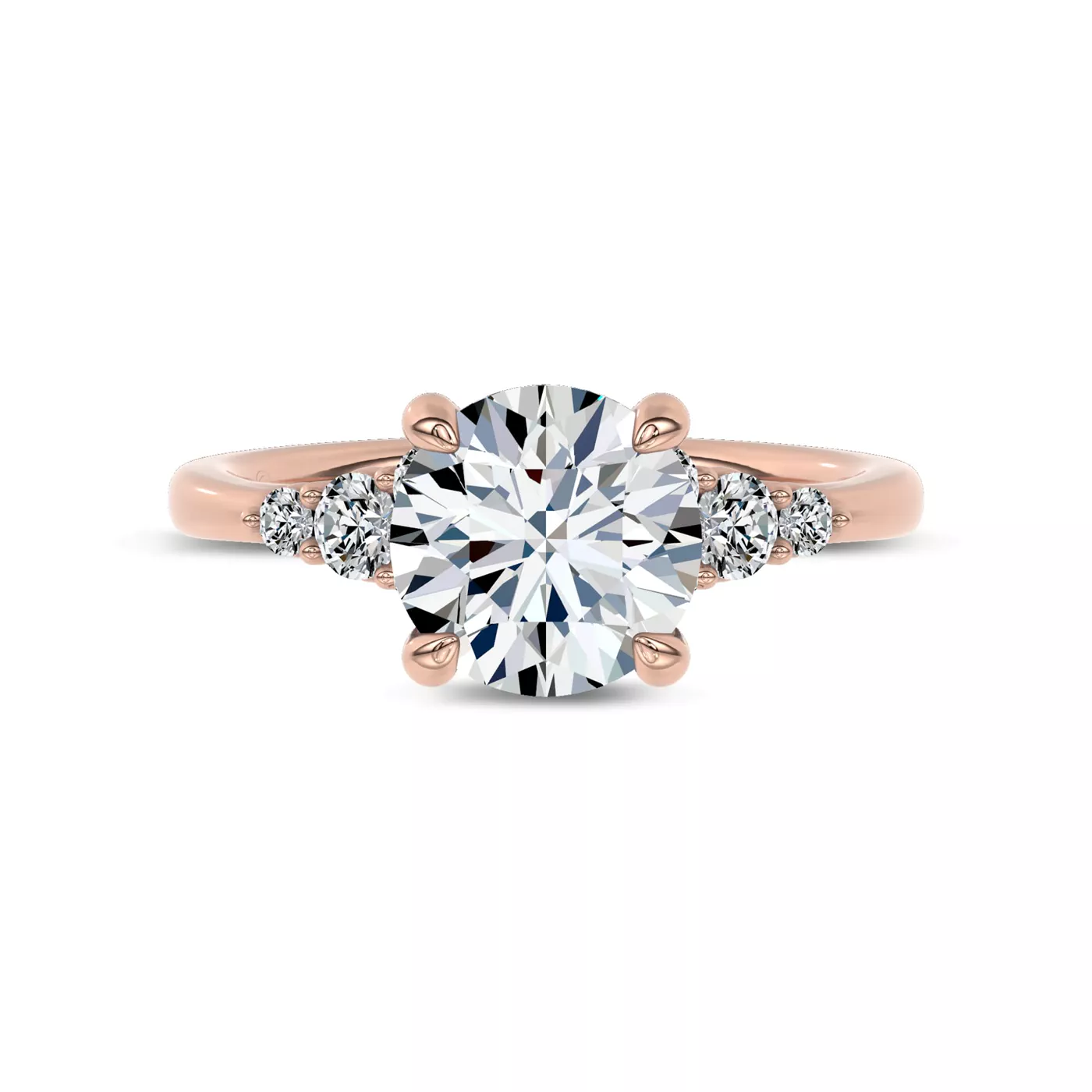 Brilliant Side Accents 14K Rose Gold Engagement Ring