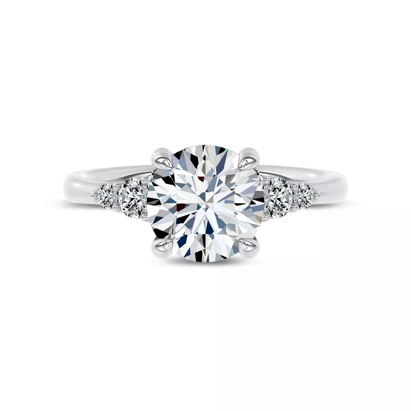 Brilliant Side Accents 14K White Gold Engagement Ring