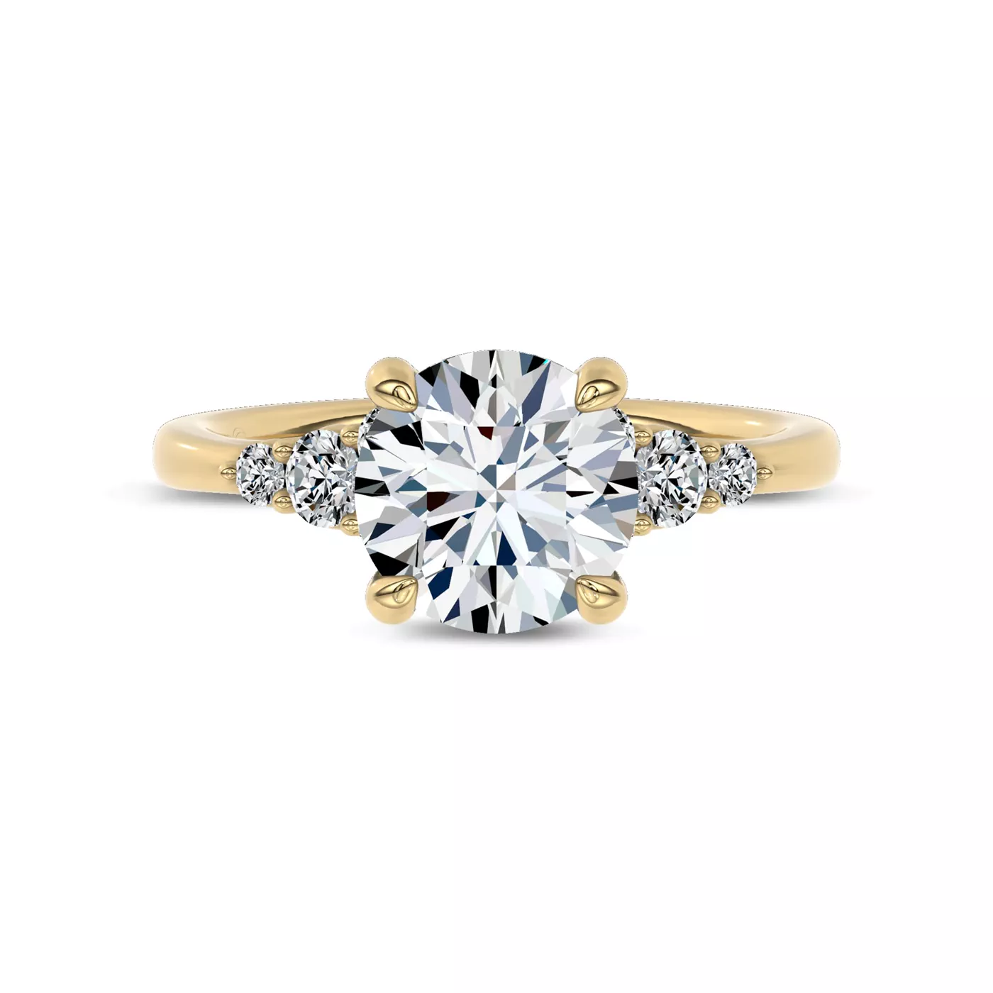 Brilliant Side Accents 14K Yellow Gold Engagement Ring