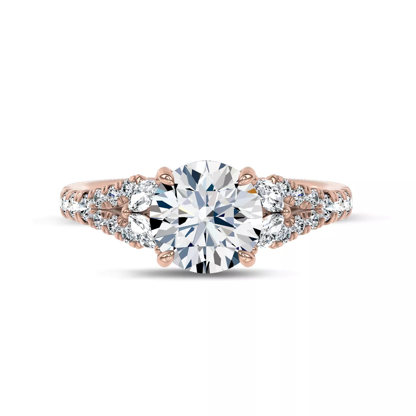 Brilliant Side Accents 14K Rose Gold Engagement Ring