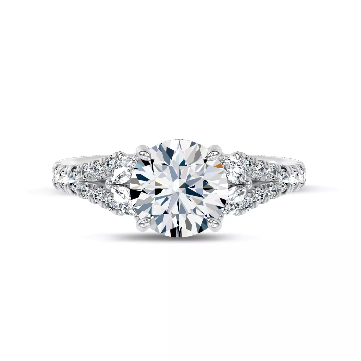 Brilliant Side Accents 14K White Gold Engagement Ring