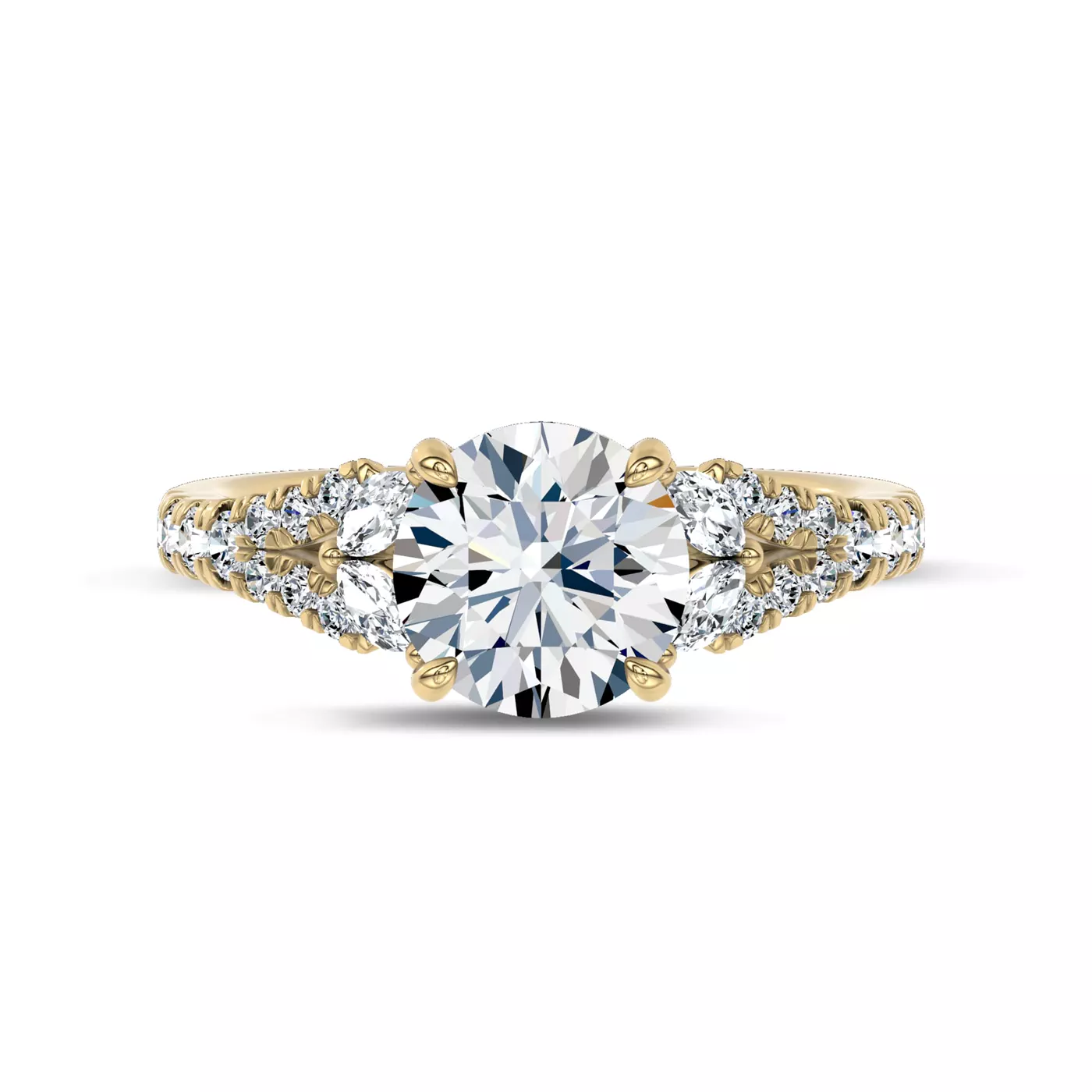 Brilliant Side Accents 14K Yellow Gold Engagement Ring