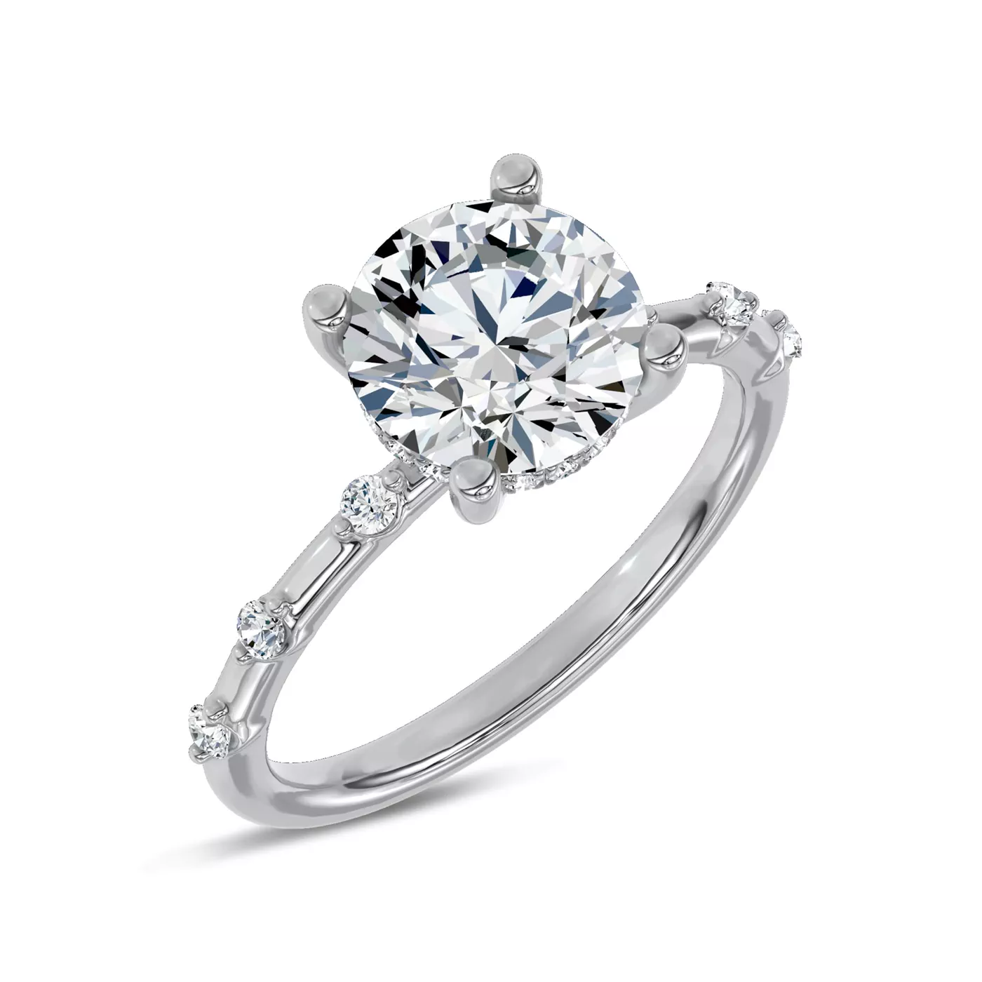 Secret Halo Sparkle 18K White Gold Engagement Ring