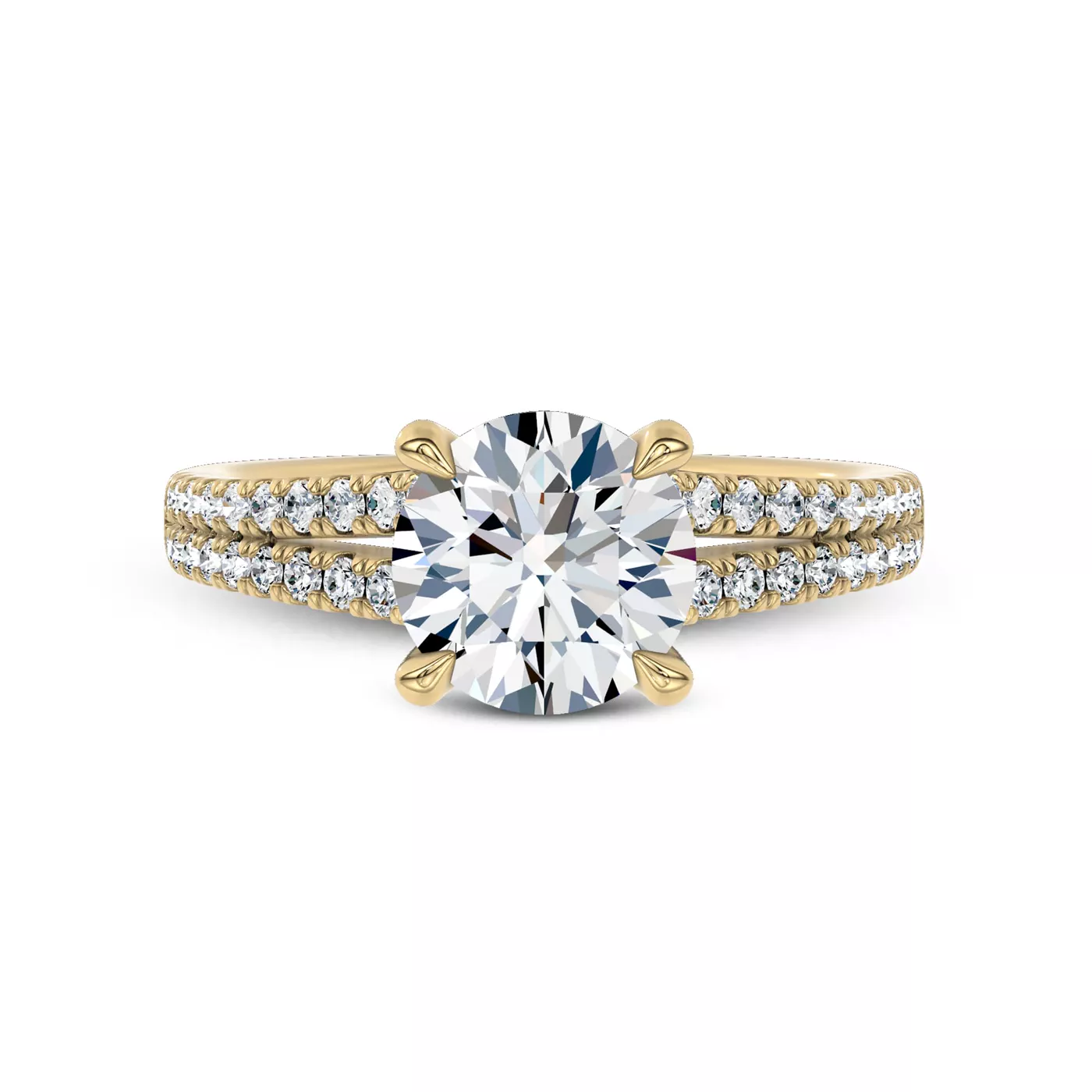 Brilliant Side Accents 14K Yellow Gold Engagement Ring