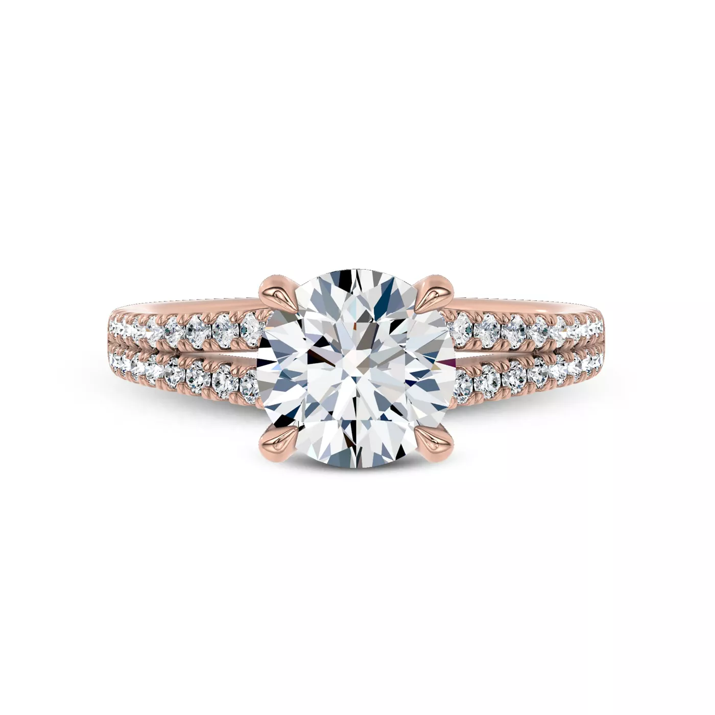 Brilliant Side Accents 18K Rose Gold Engagement Ring