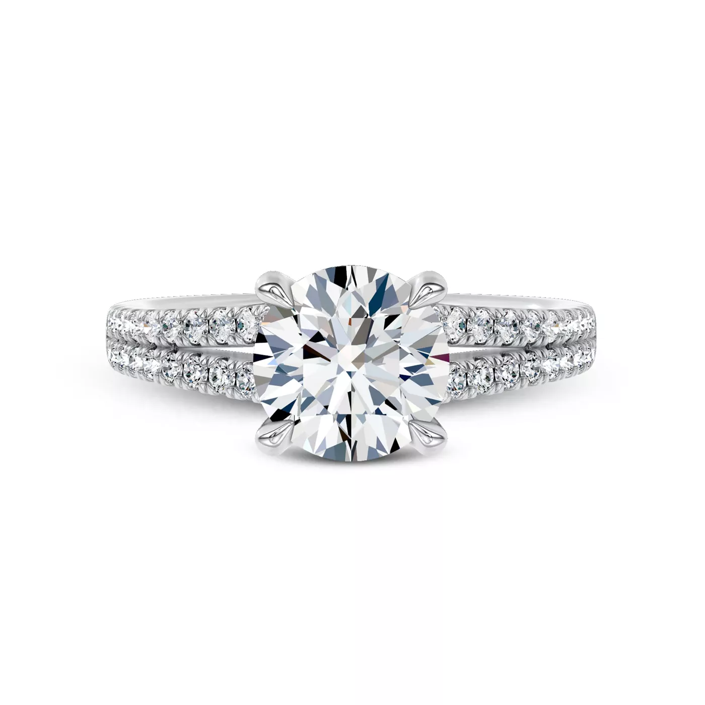 Brilliant Side Accents 18K White Gold Engagement Ring