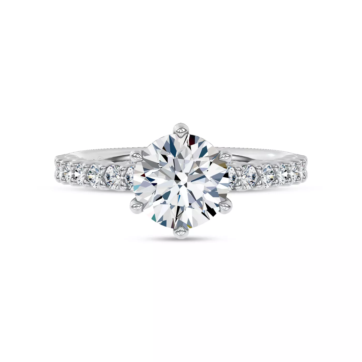 Brilliant Side Accents 14K White Gold Engagement Ring