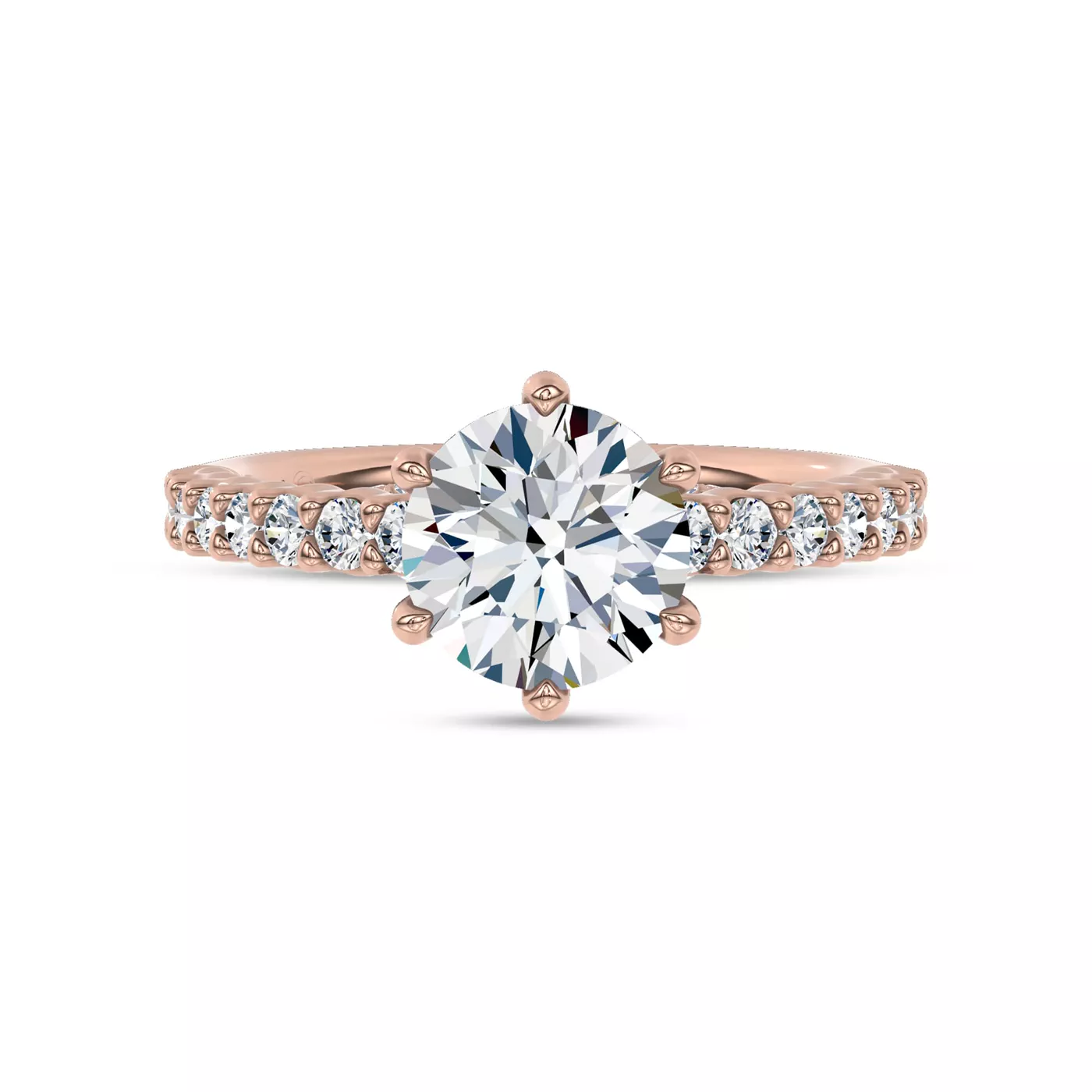 Brilliant Side Accents 18K Rose Gold Engagement Ring