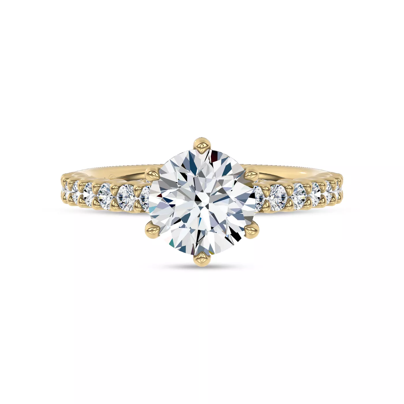 Brilliant Side Accents 18K Yellow Gold Engagement Ring