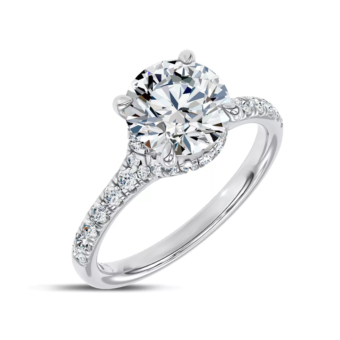 Cascata Halo Lab Engagement Ring by Christian Siriano - 14K White Gold