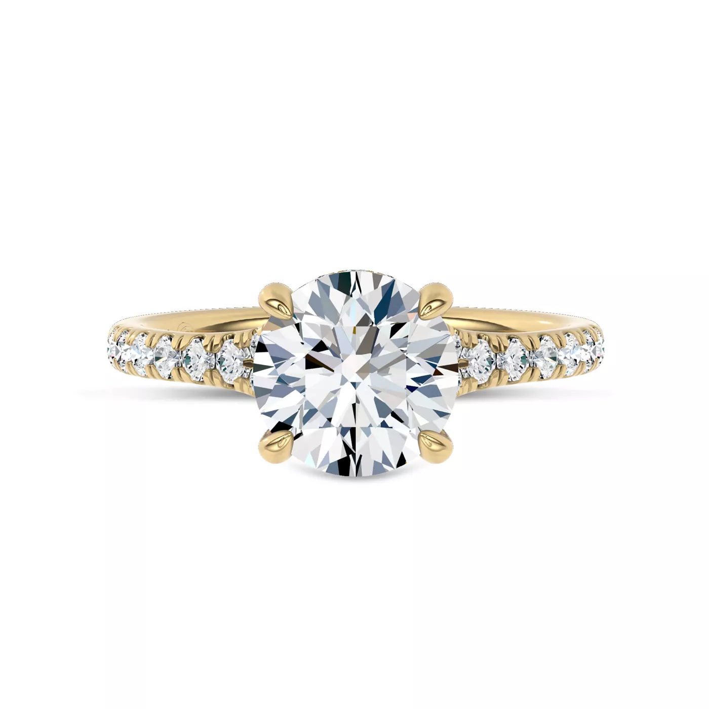 Brilliant Halo Frame 18K Yellow Gold Engagement Ring