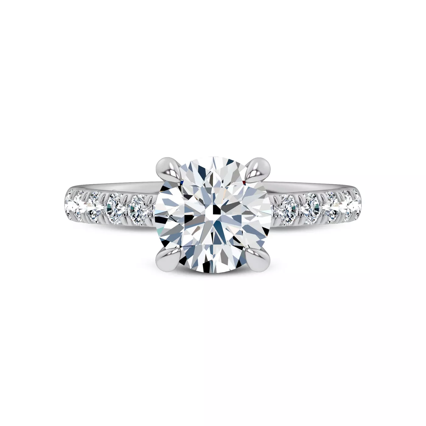 Diamond-Lined Band 14K White Gold Engagement Ring