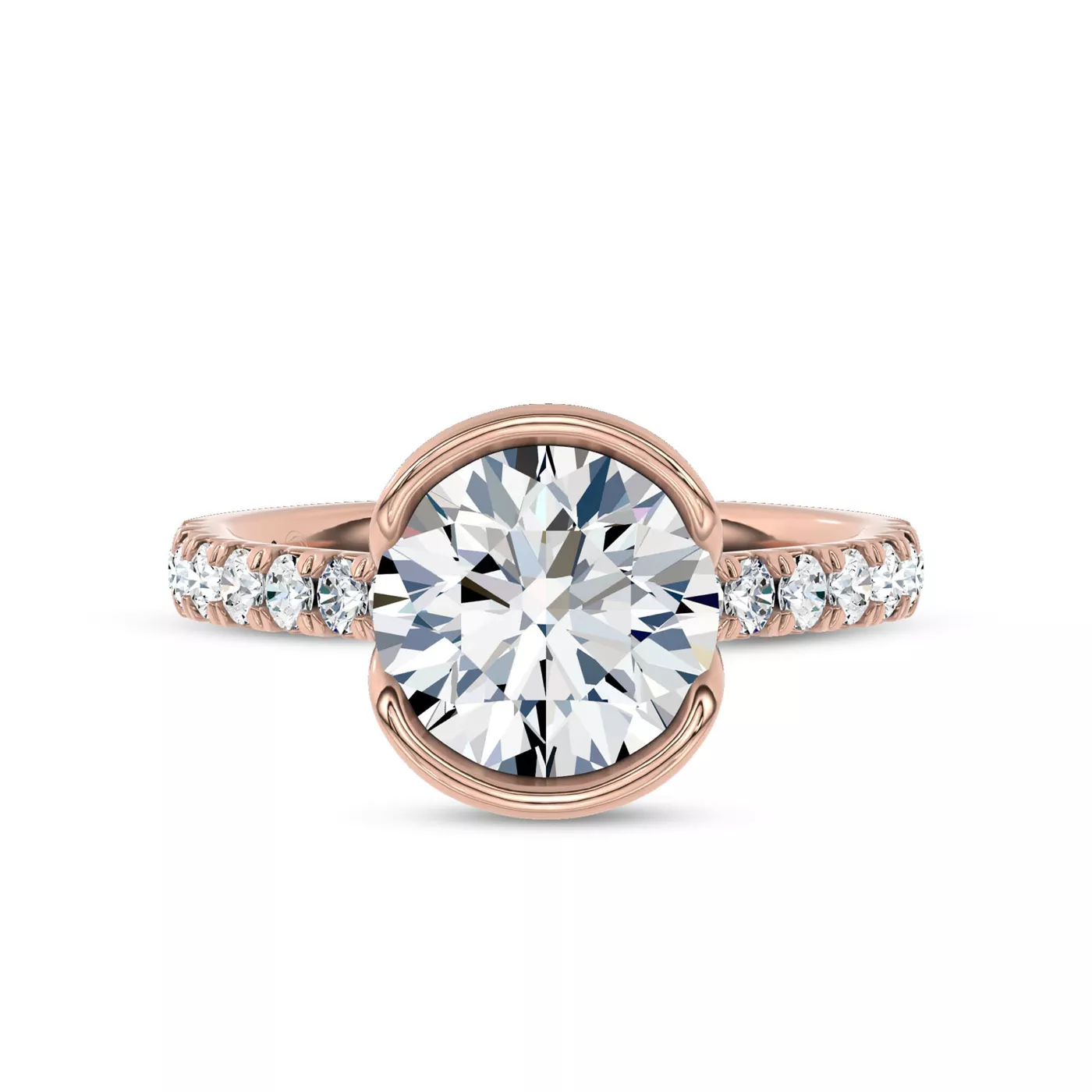 Brilliant Side Accents 14K Rose Gold Engagement Ring