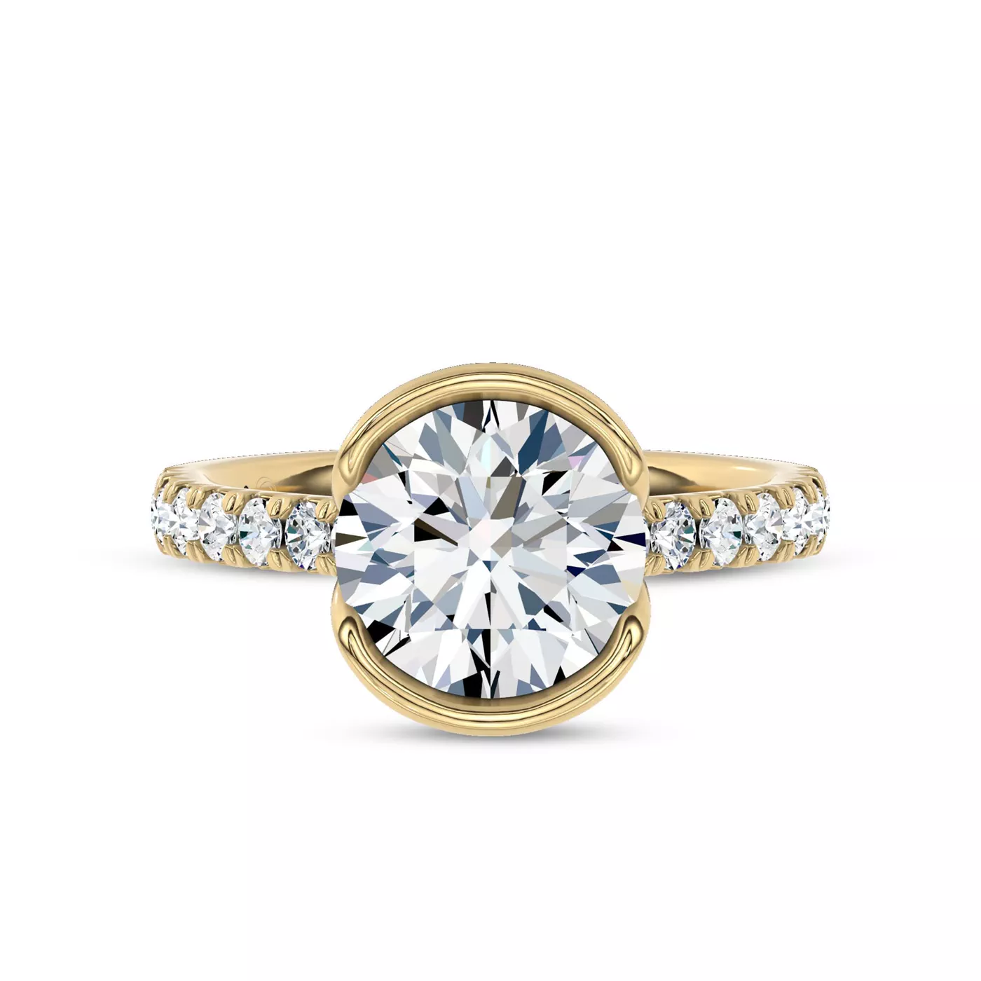 Brilliant Side Accents 14K Yellow Gold Engagement Ring