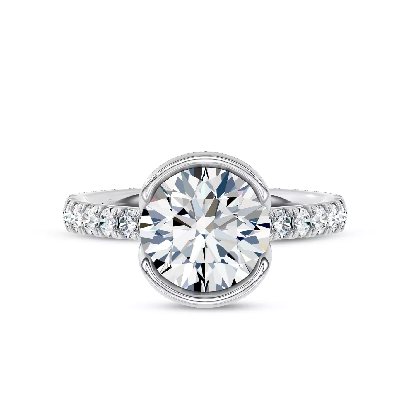 Brilliant Side Accents Platinum Engagement Ring
