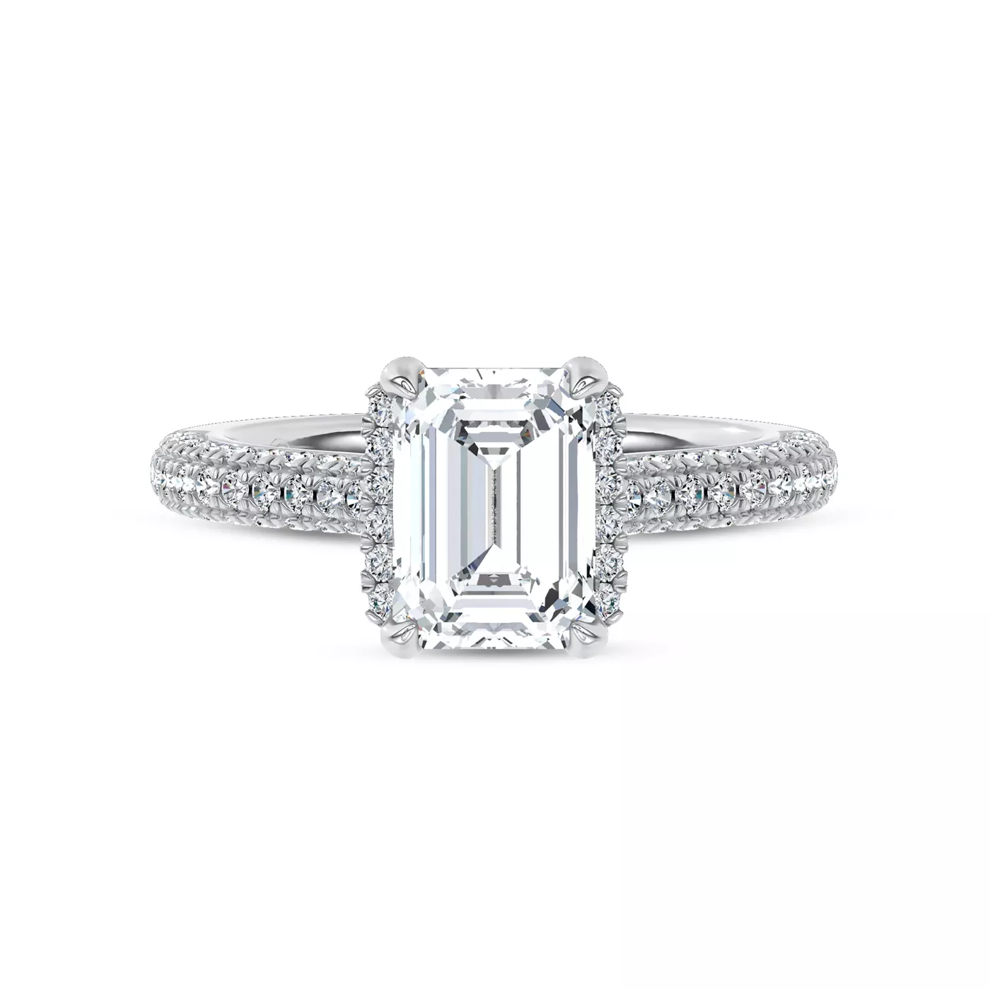 Brilliant Side Accents 14K White Gold Engagement Ring