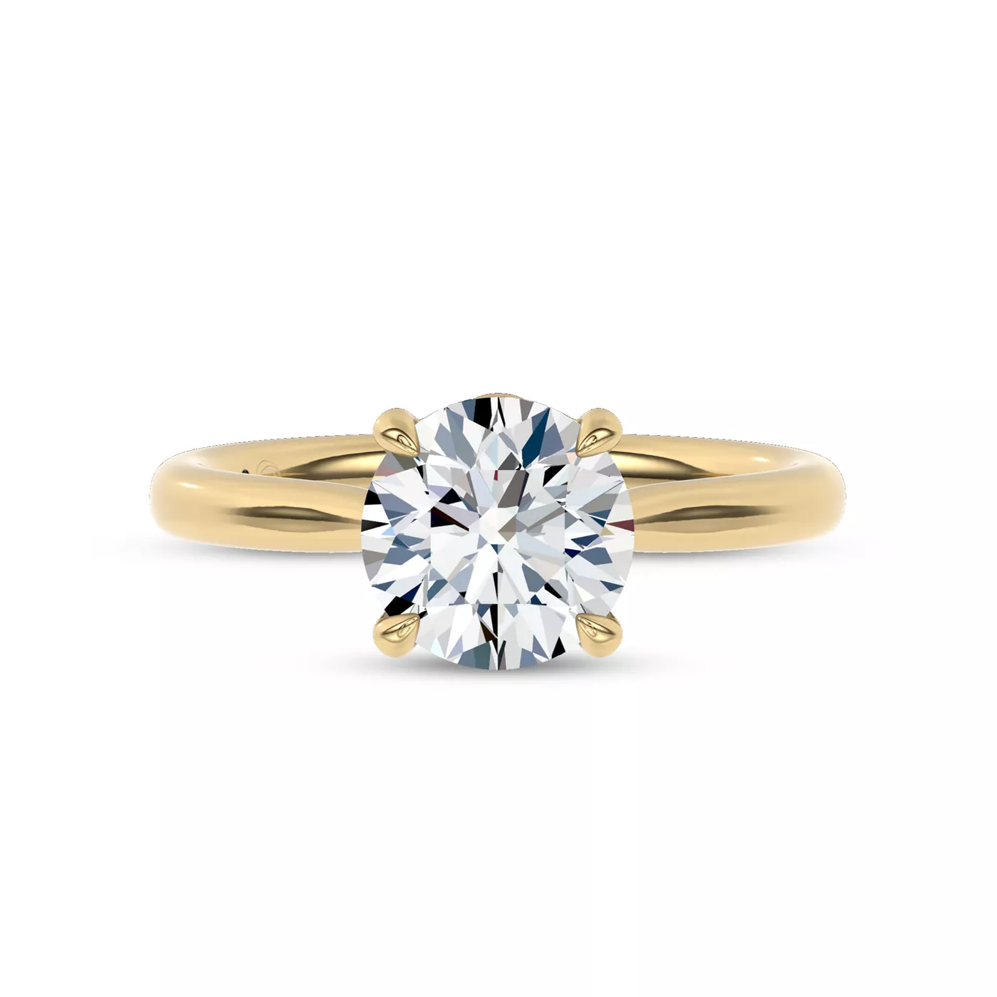 Brilliant Side Accents 14K Yellow Gold Engagement Ring