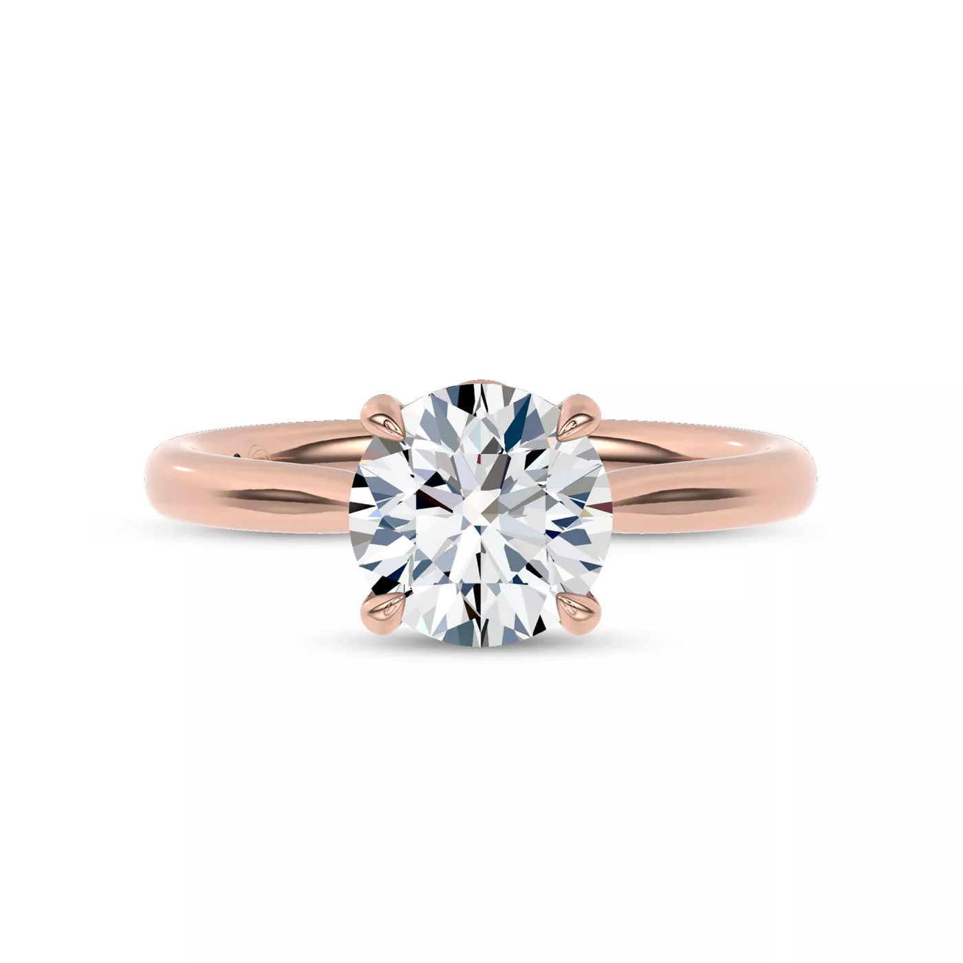 Brilliant Side Accents 18K Rose Gold Engagement Ring