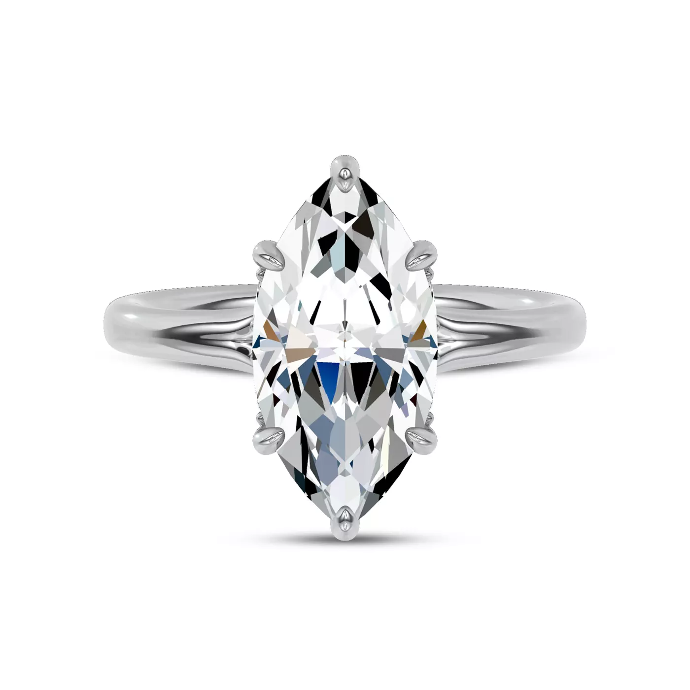 Hidden Halo Detail 14K White Gold Engagement Ring