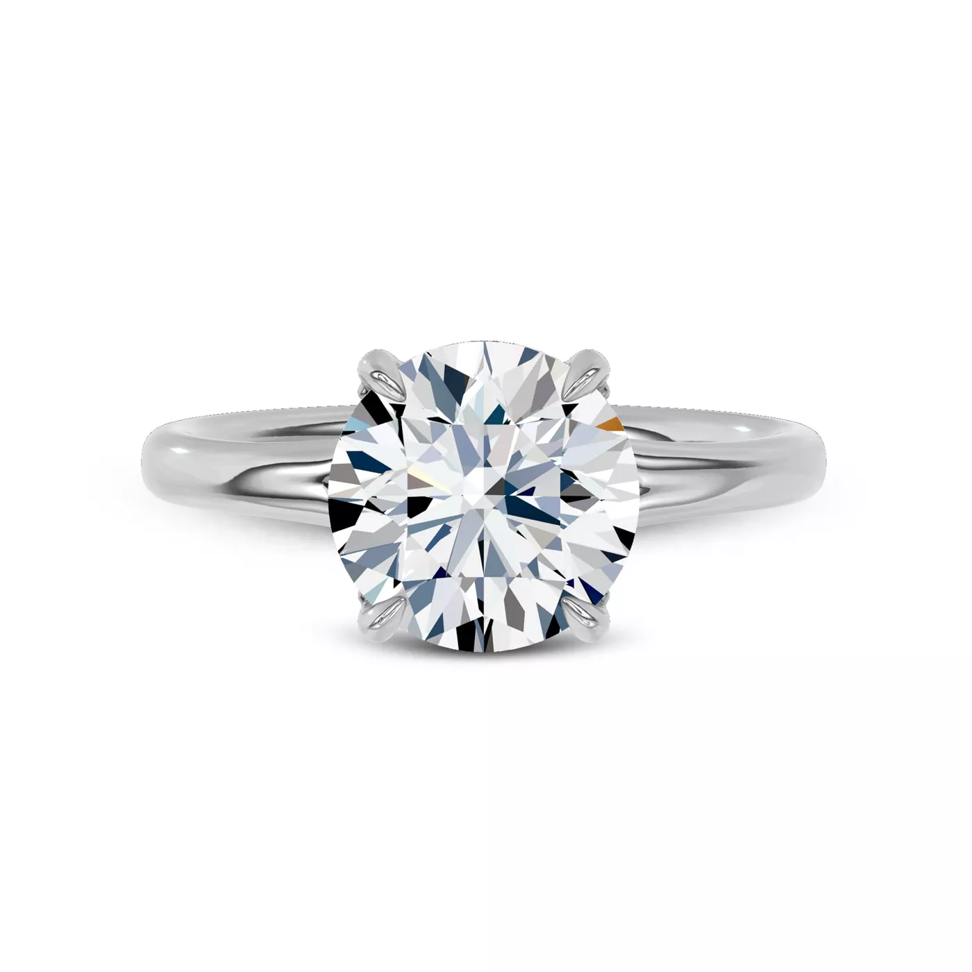 Hidden Halo Detail 14K White Gold Engagement Ring