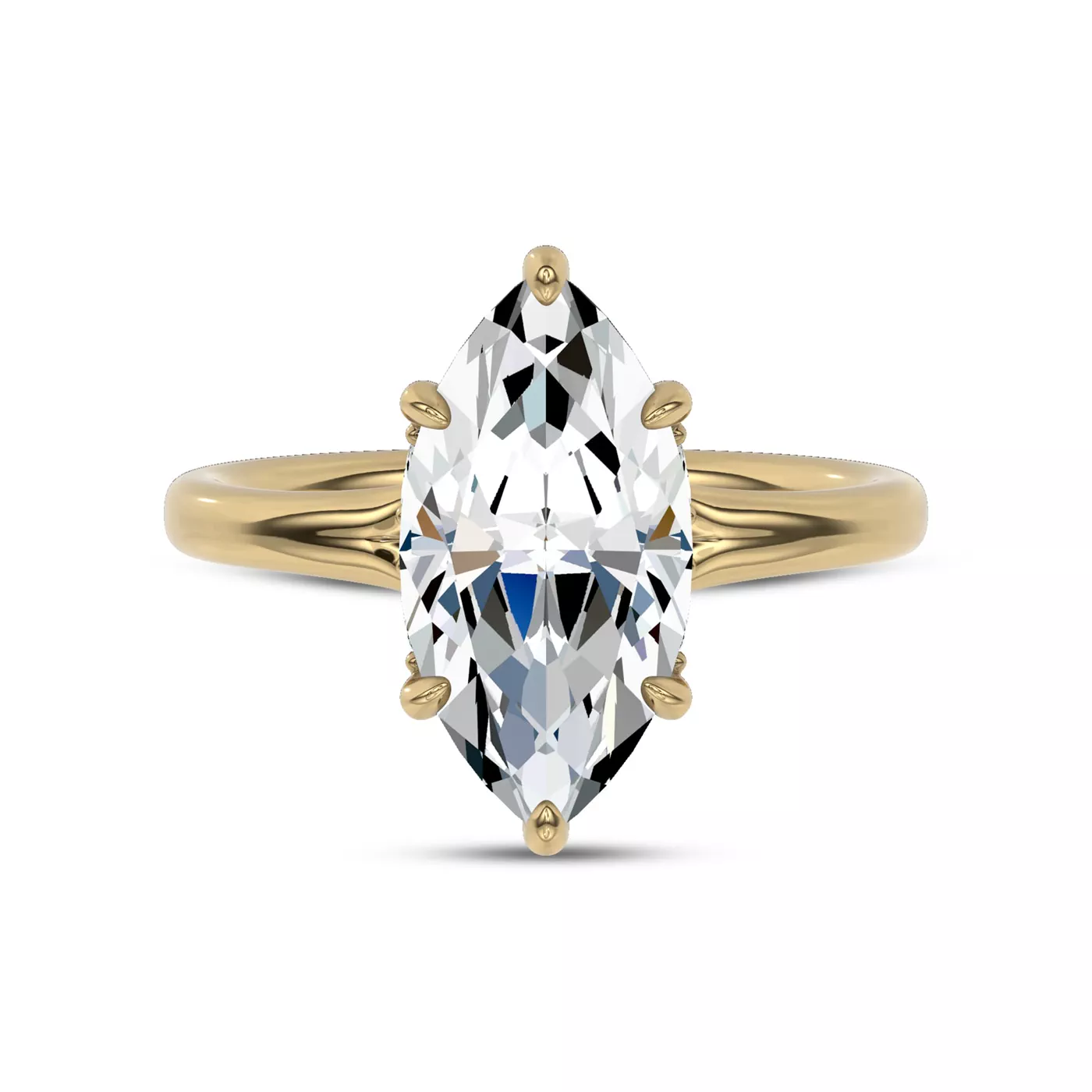 Hidden Halo Detail 14K Yellow Gold Engagement Ring