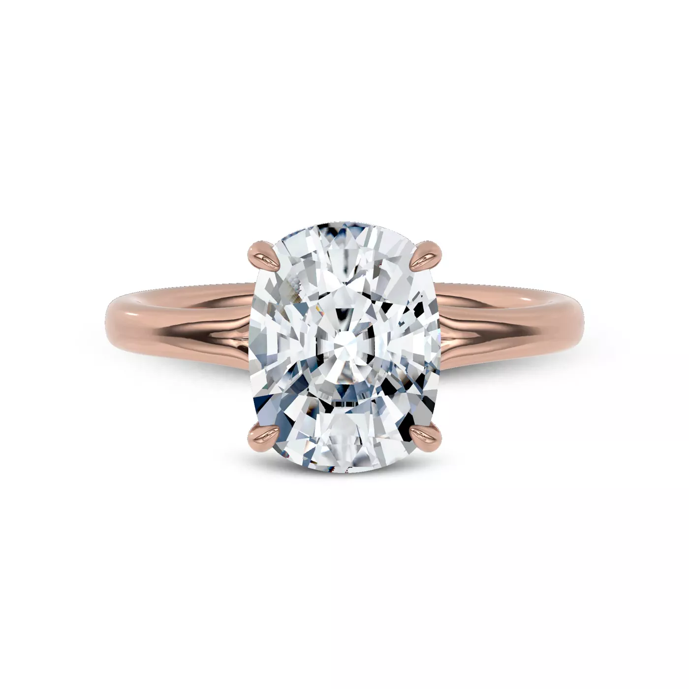 Hidden Halo Detail 18K Rose Gold Engagement Ring