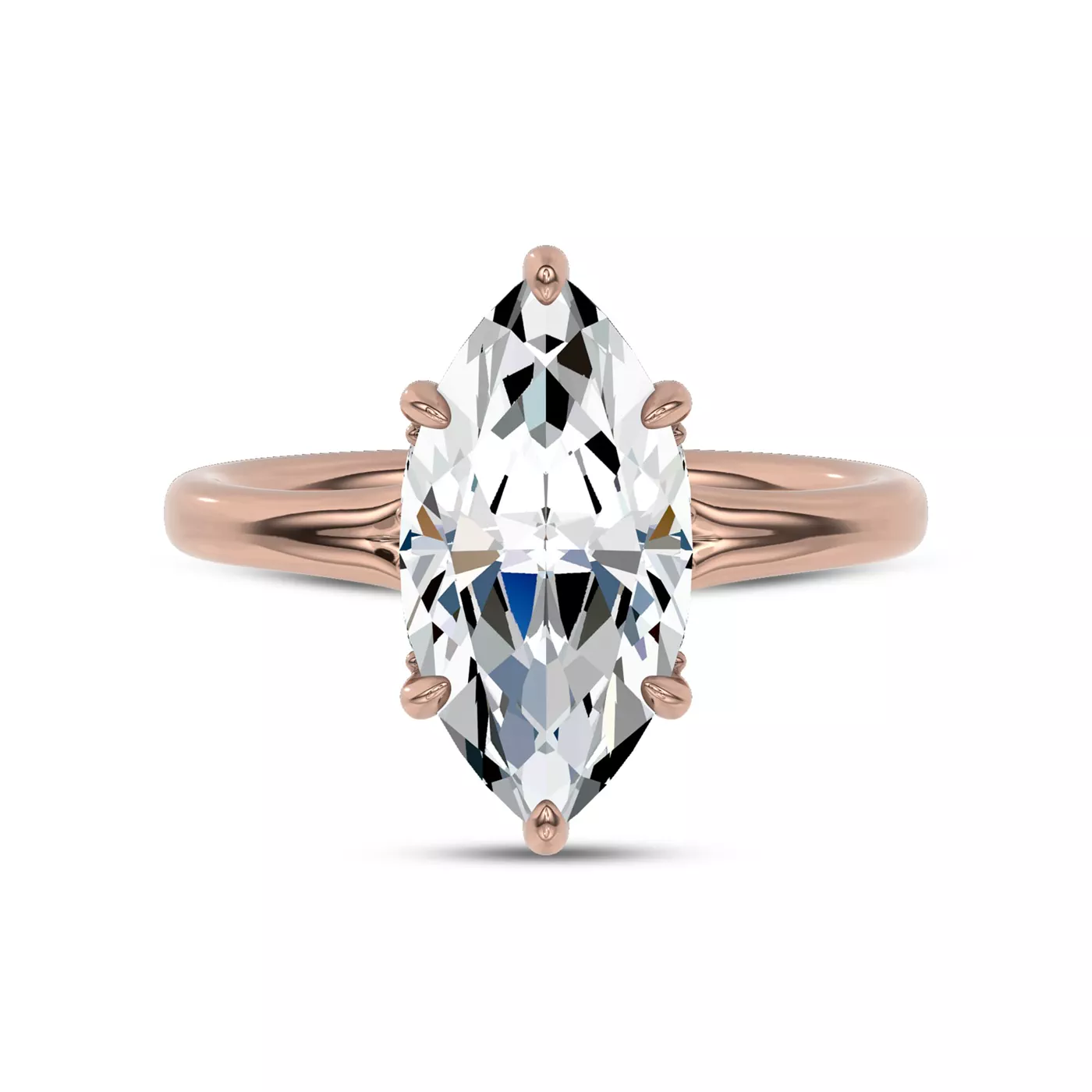 Hidden Halo Detail 18K Rose Gold Engagement Ring