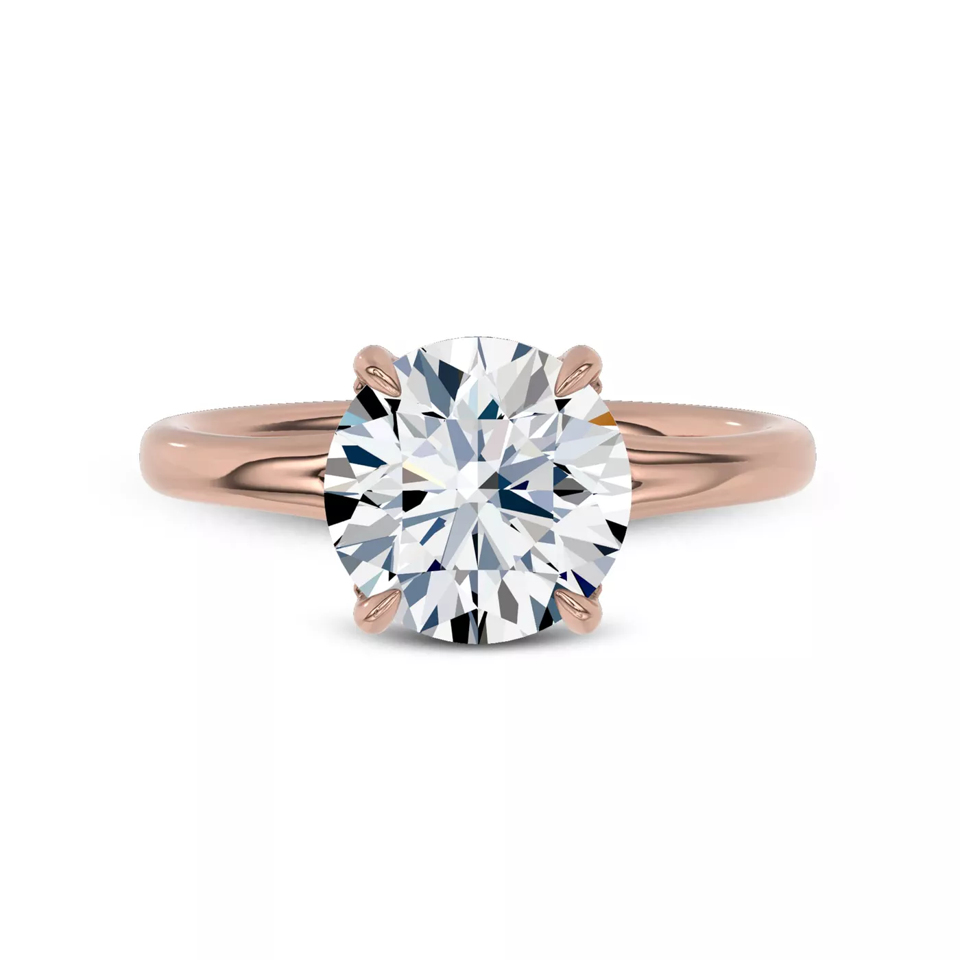 Hidden Halo Detail 18K Rose Gold Engagement Ring