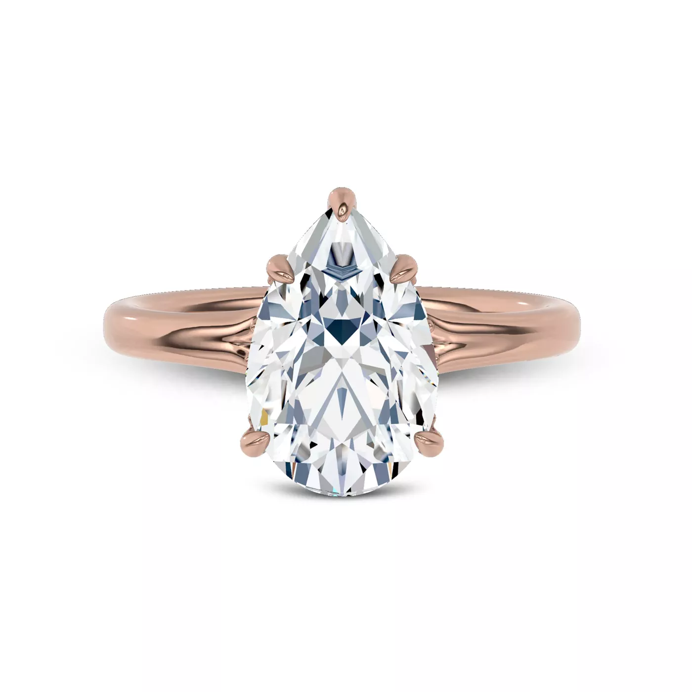 Hidden Halo Detail 18K Rose Gold Engagement Ring