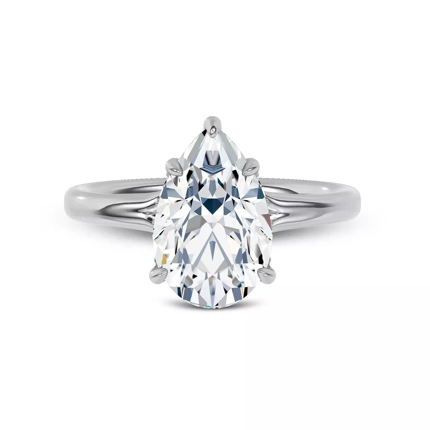 Hidden Halo Detail 18K White Gold Engagement Ring