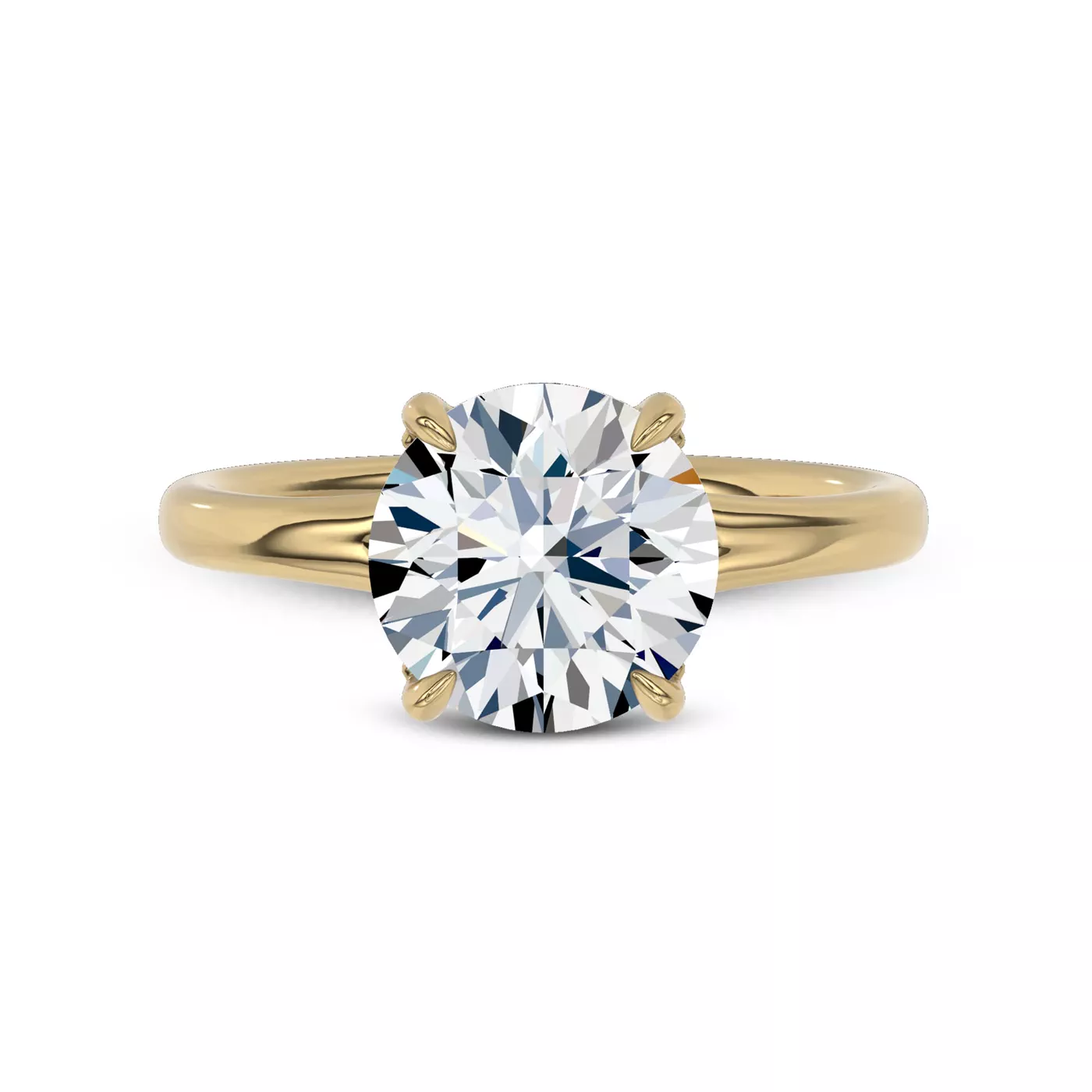 Hidden Halo Detail 18K Yellow Gold Engagement Ring